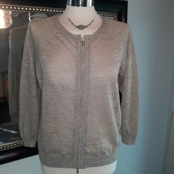 J Crew 3/4 sleeve zip up - Picture 1 of 6